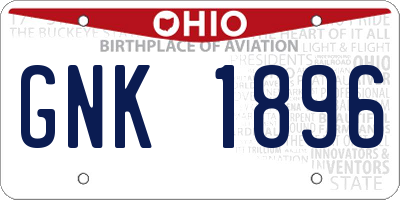 OH license plate GNK1896