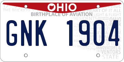 OH license plate GNK1904