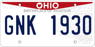 OH license plate GNK1930