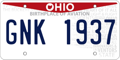 OH license plate GNK1937