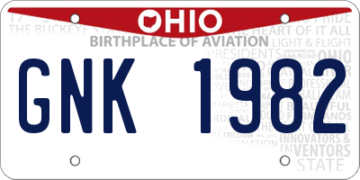 OH license plate GNK1982