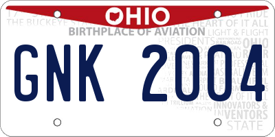 OH license plate GNK2004