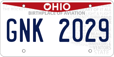 OH license plate GNK2029
