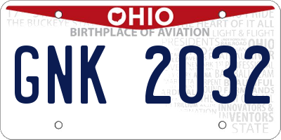 OH license plate GNK2032