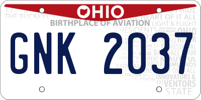 OH license plate GNK2037