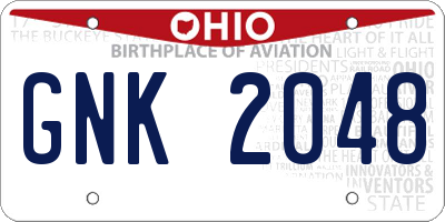 OH license plate GNK2048