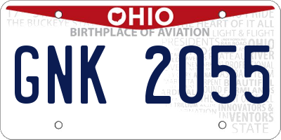OH license plate GNK2055
