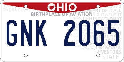 OH license plate GNK2065