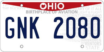 OH license plate GNK2080