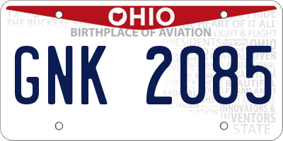OH license plate GNK2085