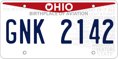 OH license plate GNK2142
