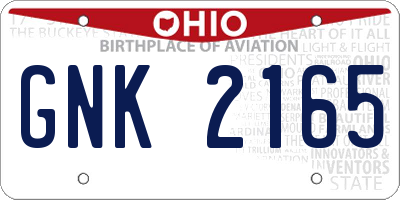 OH license plate GNK2165