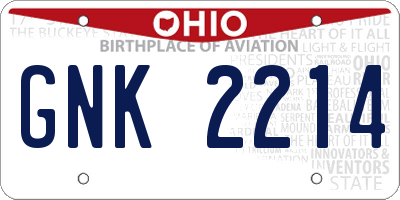 OH license plate GNK2214