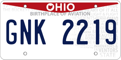 OH license plate GNK2219