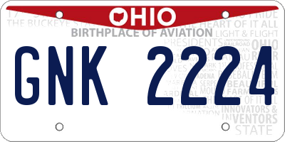 OH license plate GNK2224