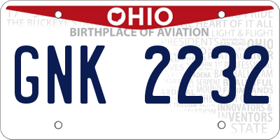 OH license plate GNK2232