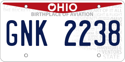 OH license plate GNK2238