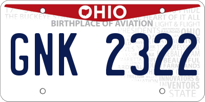 OH license plate GNK2322