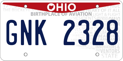 OH license plate GNK2328