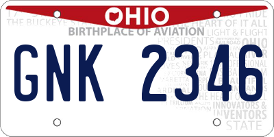 OH license plate GNK2346
