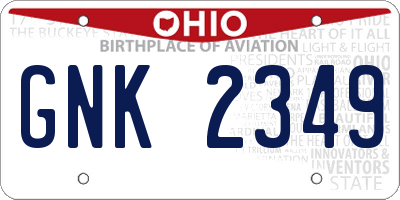OH license plate GNK2349