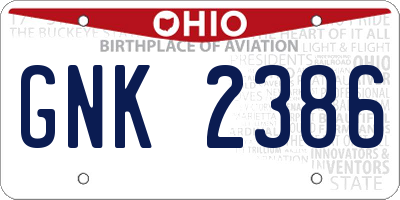 OH license plate GNK2386