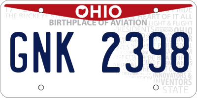 OH license plate GNK2398