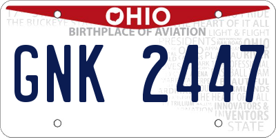 OH license plate GNK2447
