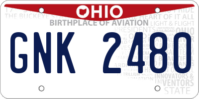OH license plate GNK2480