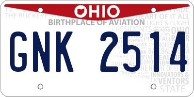 OH license plate GNK2514