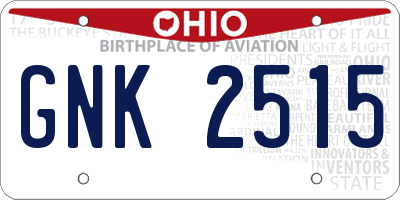 OH license plate GNK2515