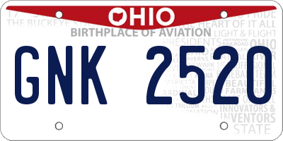 OH license plate GNK2520