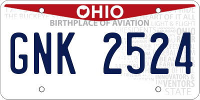 OH license plate GNK2524