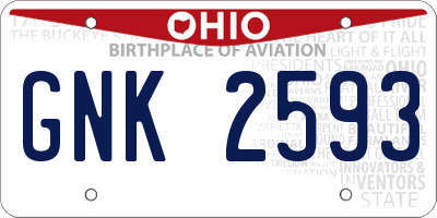 OH license plate GNK2593