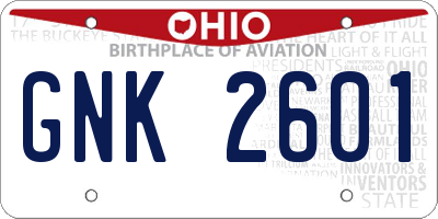 OH license plate GNK2601