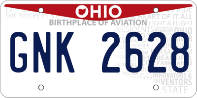 OH license plate GNK2628