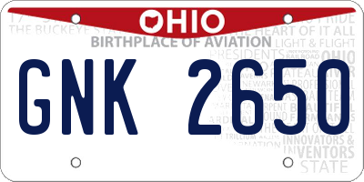 OH license plate GNK2650