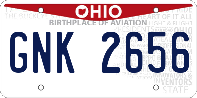 OH license plate GNK2656