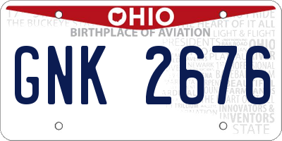 OH license plate GNK2676