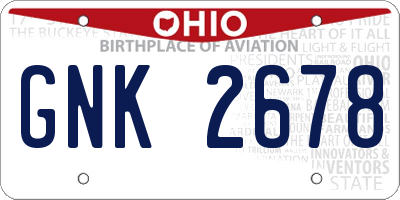 OH license plate GNK2678