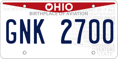 OH license plate GNK2700