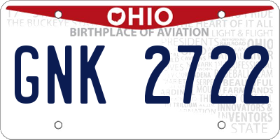 OH license plate GNK2722
