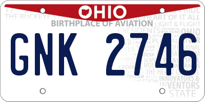 OH license plate GNK2746