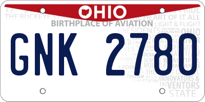 OH license plate GNK2780