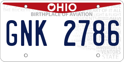 OH license plate GNK2786