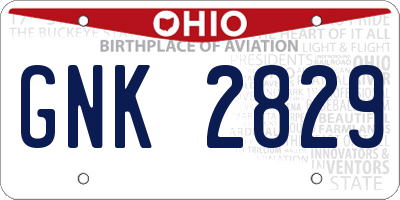 OH license plate GNK2829