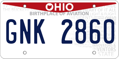 OH license plate GNK2860