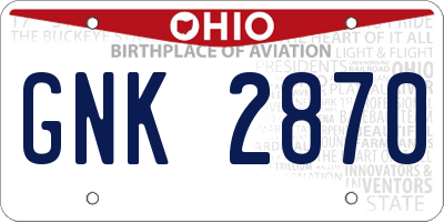 OH license plate GNK2870
