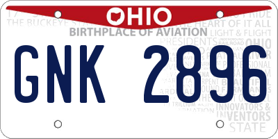 OH license plate GNK2896