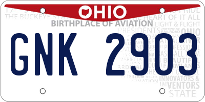 OH license plate GNK2903